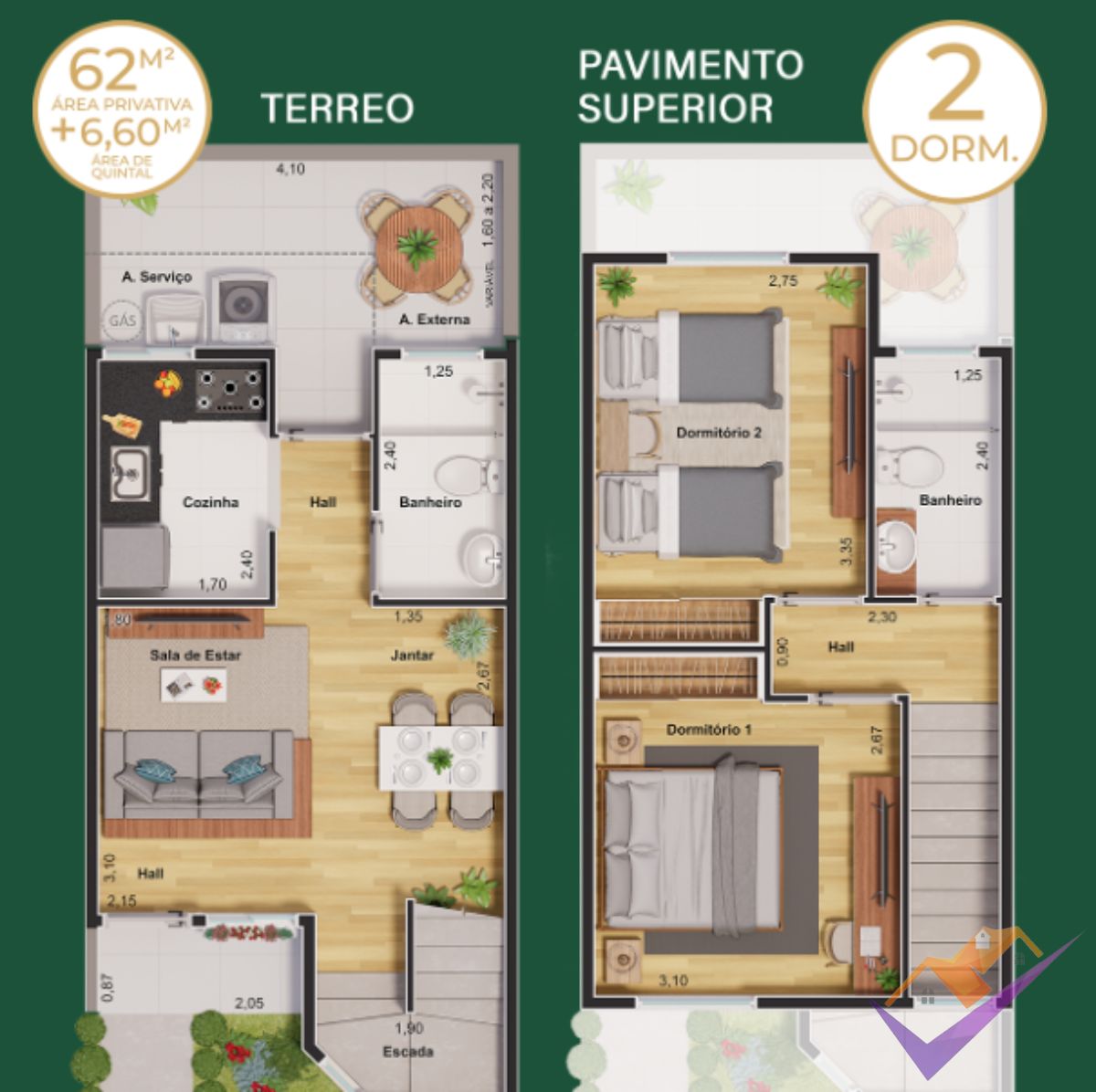 Reserva Tabaporã, Sobrados de 2 Dormitórios no Jaraguazinho