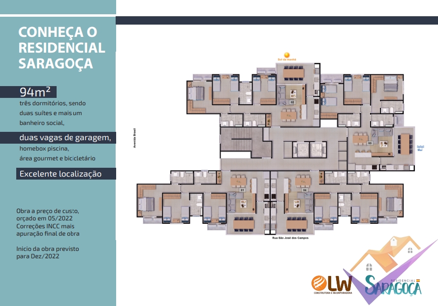 Unidade promocional com 3 dormitórios, sendo 2 suítes. Residencial saragoça.